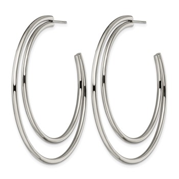 Chisel Stainless Steel Polished Post Hoop Earrings — alternate view