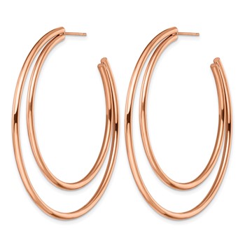 Chisel Stainless Steel Polished Rose IP-plated Post Hoop Earrings — alternate view