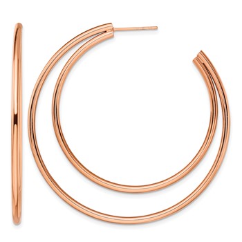 Chisel Stainless Steel Polished Rose IP-plated Post Hoop Earrings