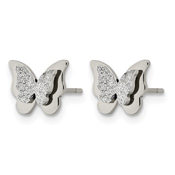 Chisel Stainless Steel Polished Glitter Butterfly Post Earrings — alternate view