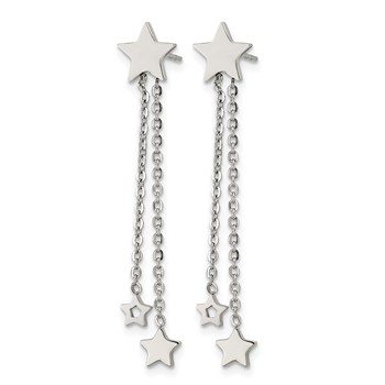 Chisel Stainless Steel Polished Stars Post Dangle Earrings — alternate view