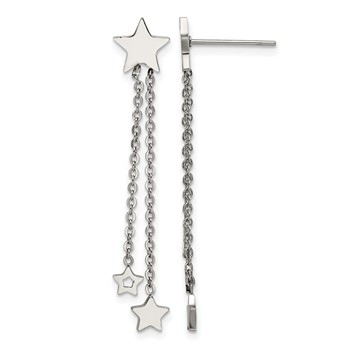 Chisel Stainless Steel Polished Stars Post Dangle Earrings