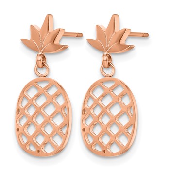 Chisel Stainless Steel Polished Rose IP-plated Pineapple Post Dangle Earrings — alternate view