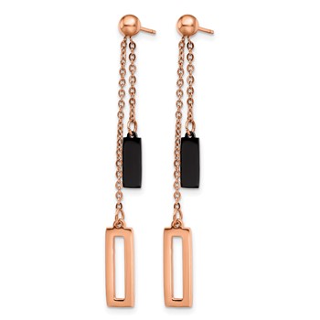 Chisel Stainless Steel Polished Black and Rose IP-plated Post Dangle Earrings — alternate view