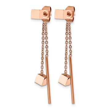Chisel Stainless Steel Polished Rose IP-plated Front and Back Post Dangle Earrings — alternate view