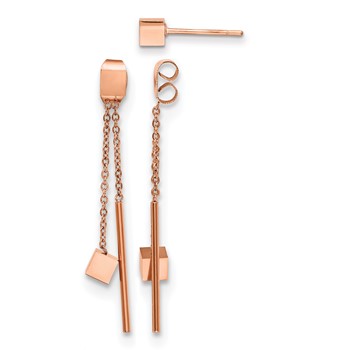Chisel Stainless Steel Polished Rose IP-plated Front and Back Post Dangle Earrings