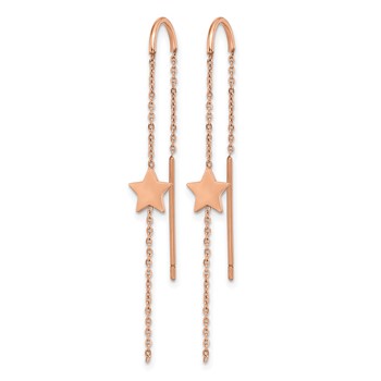 Chisel Stainless Steel Polished Rose IP-plated Star Threader Earrings — alternate view