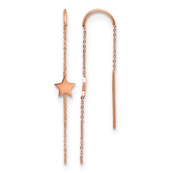 Chisel Stainless Steel Polished Rose IP-plated Star Threader Earrings