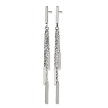 Chisel Stainless Steel Polished Bar Post Dangle Earrings — alternate view
