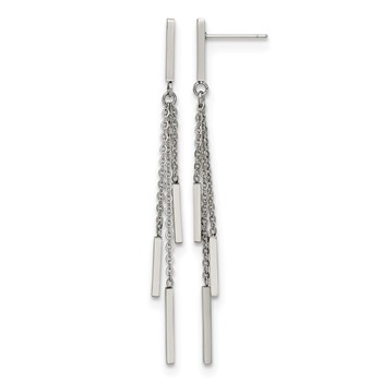 Chisel Stainless Steel Polished Bar Post Dangle Earrings