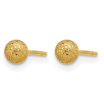 Chisel Stainless Steel Polished Laser cut Yellow IP-plated 4mm Ball Post Earrings — alternate view
