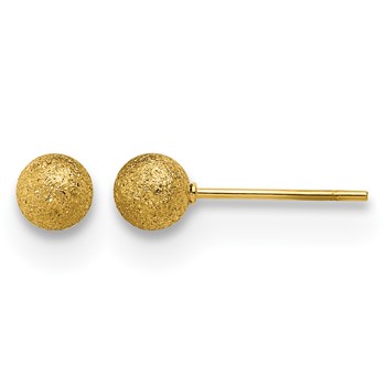 Chisel Stainless Steel Polished Laser cut Yellow IP-plated 5mm Ball Post Earrings