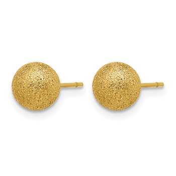 Chisel Stainless Steel Polished Laser cut Yellow IP-plated 7mm Ball Post Earrings — alternate view