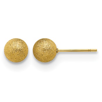Chisel Stainless Steel Polished Laser cut Yellow IP-plated 7mm Ball Post Earrings