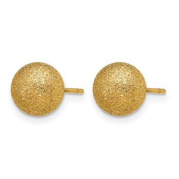Chisel Stainless Steel Polished Laser cut Yellow IP-plated 8mm Ball Post Earrings — alternate view