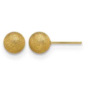Chisel Stainless Steel Polished Laser cut Yellow IP-plated 8mm Ball Post Earrings