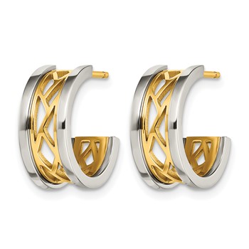 Chisel Stainless Steel Polished Yellow IP-plated Post Hoop Earrings — alternate view