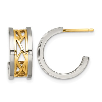 Chisel Stainless Steel Polished Yellow IP-plated Post Hoop Earrings