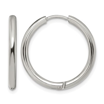 Chisel Stainless Steel Polished 2.5mm Hinged Hoop Earrings