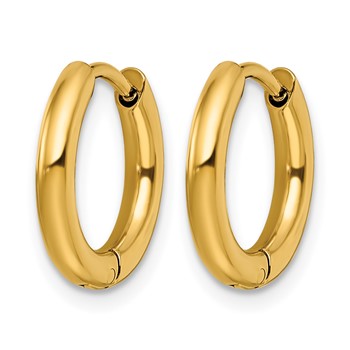 Chisel Stainless Steel Polished Yellow IP-plated 2.5mm Hinged Hoop Earrings — alternate view