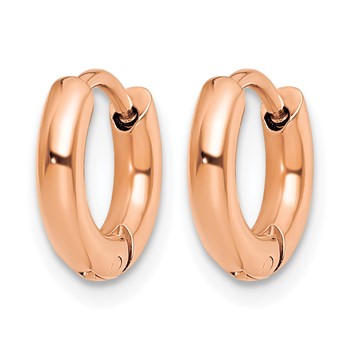 Chisel Stainless Steel Polished Rose IP-plated 2.5mm Hinged Hoop Earrings — alternate view