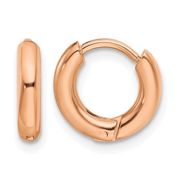 Chisel Stainless Steel Polished Rose IP-plated 2.5mm Hinged Hoop Earrings