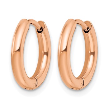 Chisel Stainless Steel Polished Rose IP-plated 2.5mm Hinged Hoop Earrings — alternate view