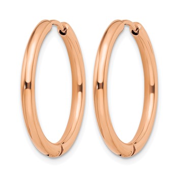 Chisel Stainless Steel Polished Rose IP-plated 2.5mm Hinged Hoop Earrings — alternate view