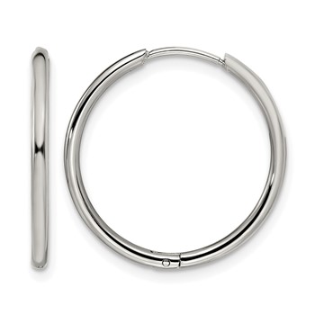 Chisel Stainless Steel Polished 1.6mm Hinged Hoop Earrings