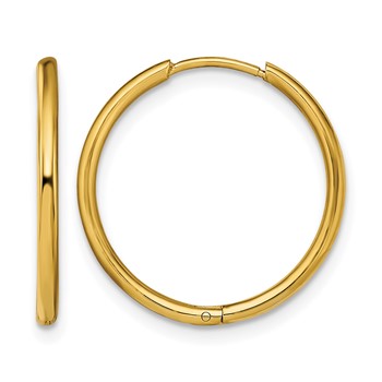 Chisel Stainless Steel Polished Yellow IP-plated 1.6mm Hinged Hoop Earrings