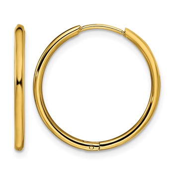 Chisel Stainless Steel Polished Yellow IP-plated 1.6mm Hinged Hoop Earrings