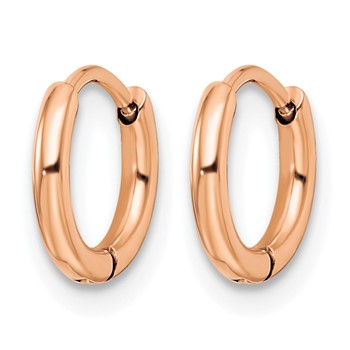 Chisel Stainless Steel Polished Rose IP-plated 1.6mm Hinged Hoop Earrings — alternate view