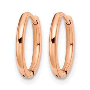 Chisel Stainless Steel Polished Rose IP-plated 1.6mm Hinged Hoop Earrings — alternate view