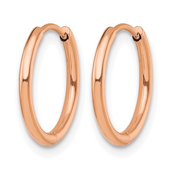 Chisel Stainless Steel Polished Rose IP-plated 1.6mm Hinged Hoop Earrings — alternate view