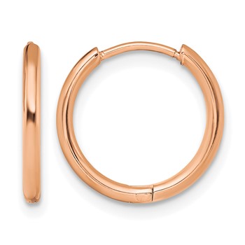 Chisel Stainless Steel Polished Rose IP-plated 1.6mm Hinged Hoop Earrings