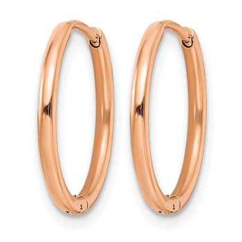 Chisel Stainless Steel Polished Rose IP-plated 1.6mm Hinged Hoop Earrings — alternate view