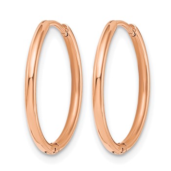 Chisel Stainless Steel Polished Rose IP-plated 1.6mm Hinged Hoop Earrings — alternate view