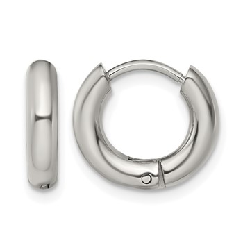 Chisel Stainless Steel Polished 3mm Hinged Hoop Earrings
