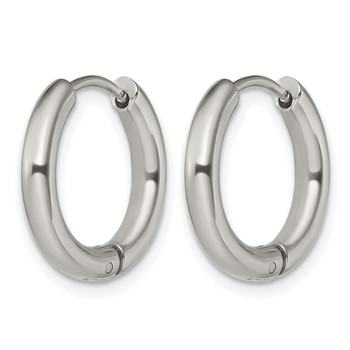 Chisel Stainless Steel Polished 3mm Hinged Hoop Earrings — alternate view