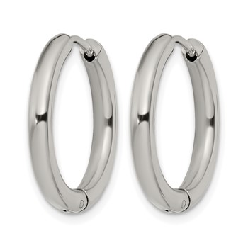 Chisel Stainless Steel Polished 3mm Hinged Hoop Earrings — alternate view