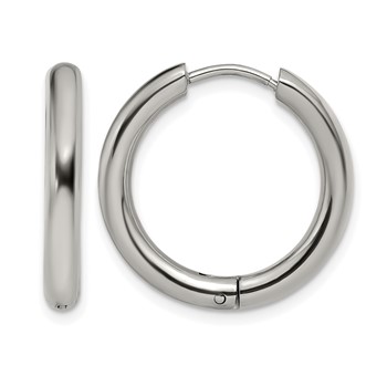 Chisel Stainless Steel Polished 3mm Hinged Hoop Earrings