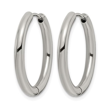 Chisel Stainless Steel Polished 3mm Hinged Hoop Earrings — alternate view
