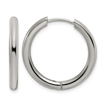 Chisel Stainless Steel Polished 3mm Hinged Hoop Earrings
