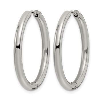 Chisel Stainless Steel Polished 3mm Hinged Hoop Earrings — alternate view
