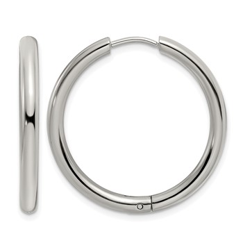 Chisel Stainless Steel Polished 3mm Hinged Hoop Earrings