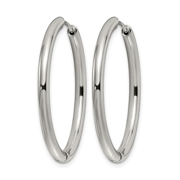 Chisel Stainless Steel Polished 3mm Hinged Hoop Earrings — alternate view