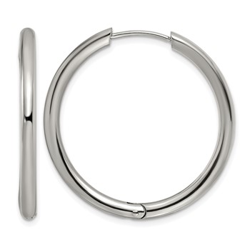 Chisel Stainless Steel Polished 3mm Hinged Hoop Earrings
