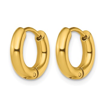 Chisel Stainless Steel Polished Yellow IP-plated 3mm Hinged Hoop Earrings — alternate view