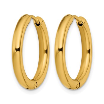 Chisel Stainless Steel Polished Yellow IP-plated 3mm Hinged Hoop Earrings — alternate view