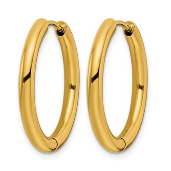 Chisel Stainless Steel Polished Yellow IP-plated 3mm Hinged Hoop Earrings — alternate view